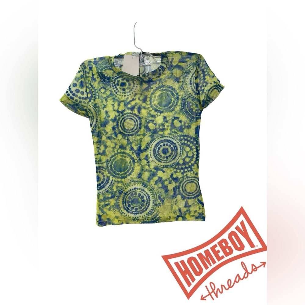 La Petite Francaise Women's Blue and Yellow Patterned Top.